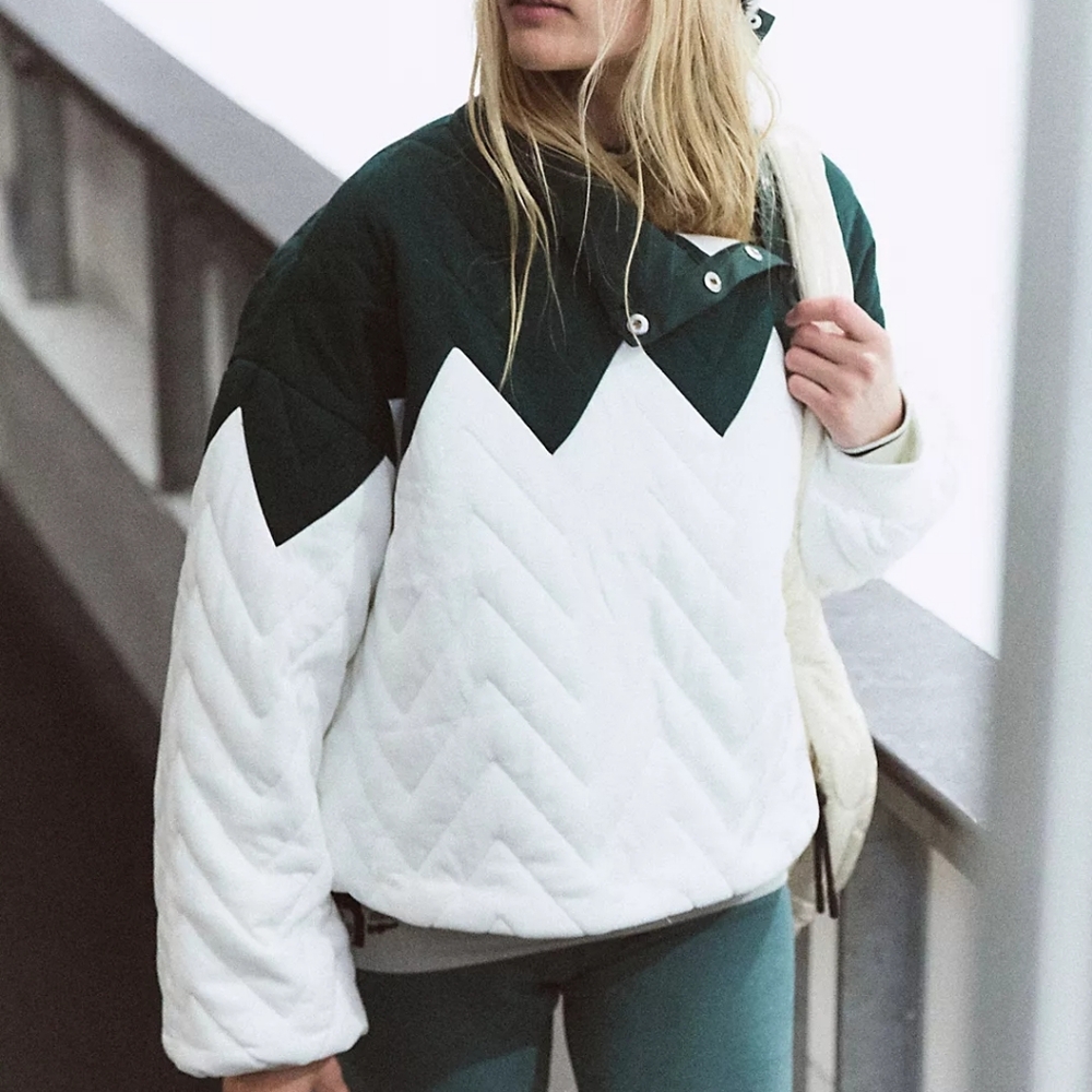 🆕️ Free People Movement Zig Zag Pullover in Evergreen Combo - Picture 15 of 15